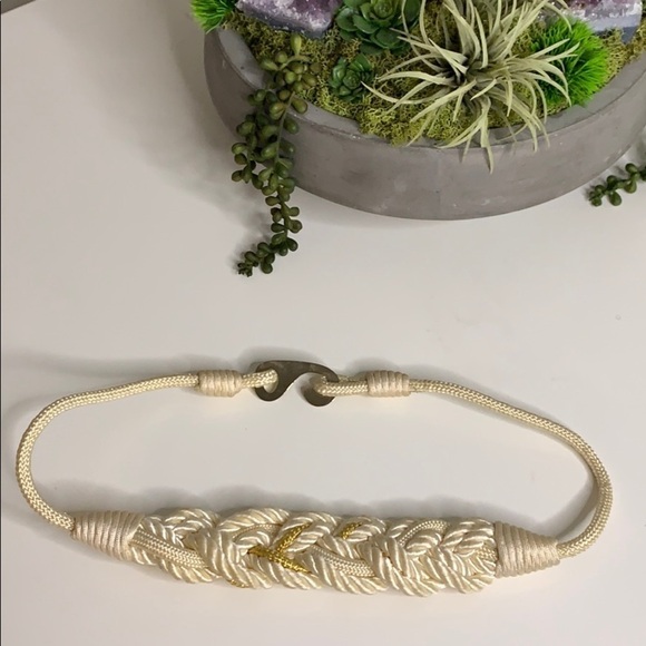 Vintage 70s Gold Rope Weave Hook Loop Closure waist belt women’s - Picture 3 of 6